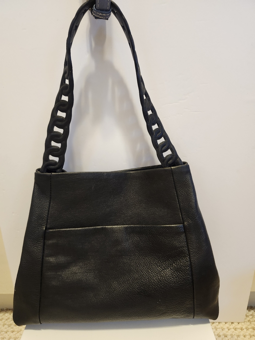 Vince Camuto "Deena"  Black Soft Pebbled Leather Hobo Shoulder Bag Retail $248